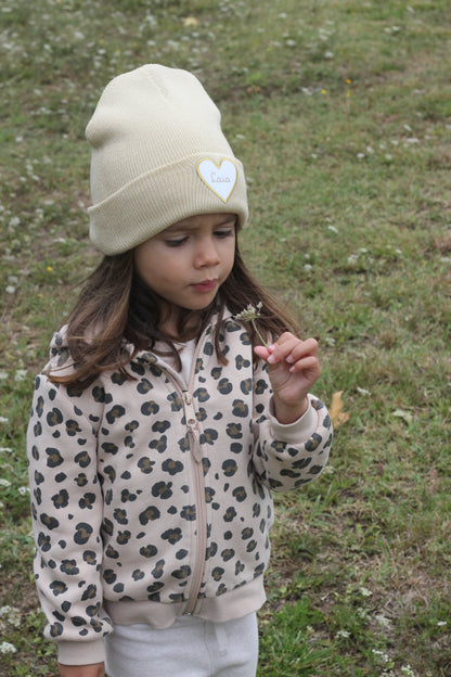 Bonnet ENFANT Beige - Coeur doré