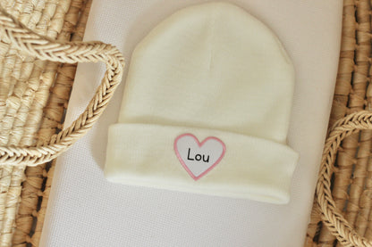 Bonnet ENFANT Lait - Coeur Rose