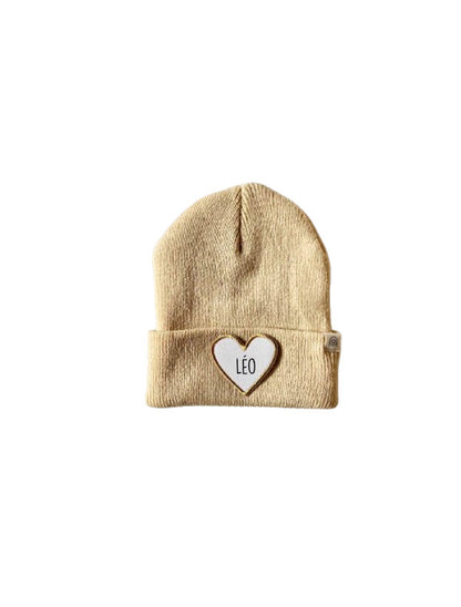 Bonnet ENFANT Beige - Coeur doré