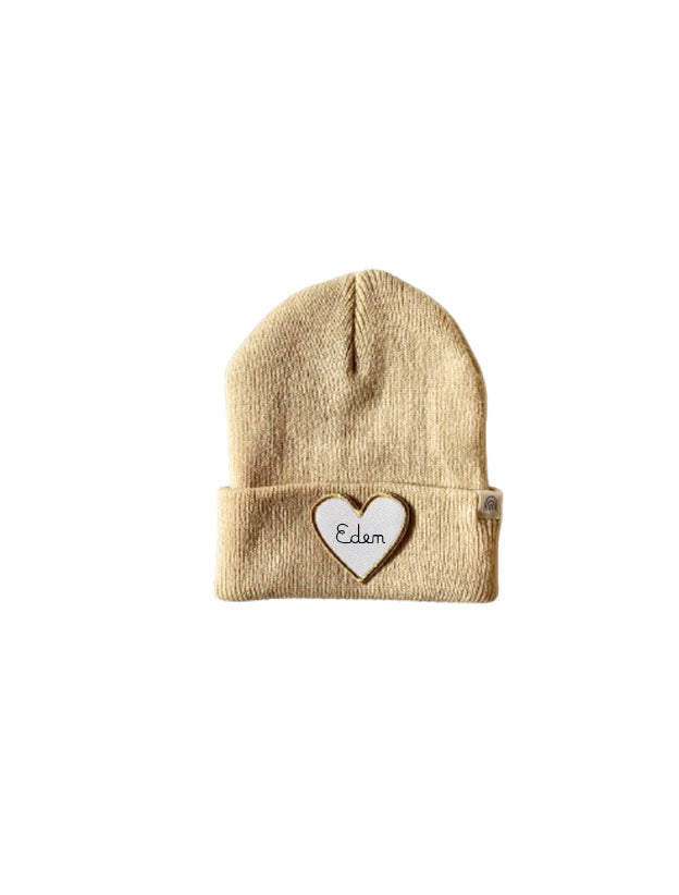 Bonnet BÉBÉ Beige - Coeur doré