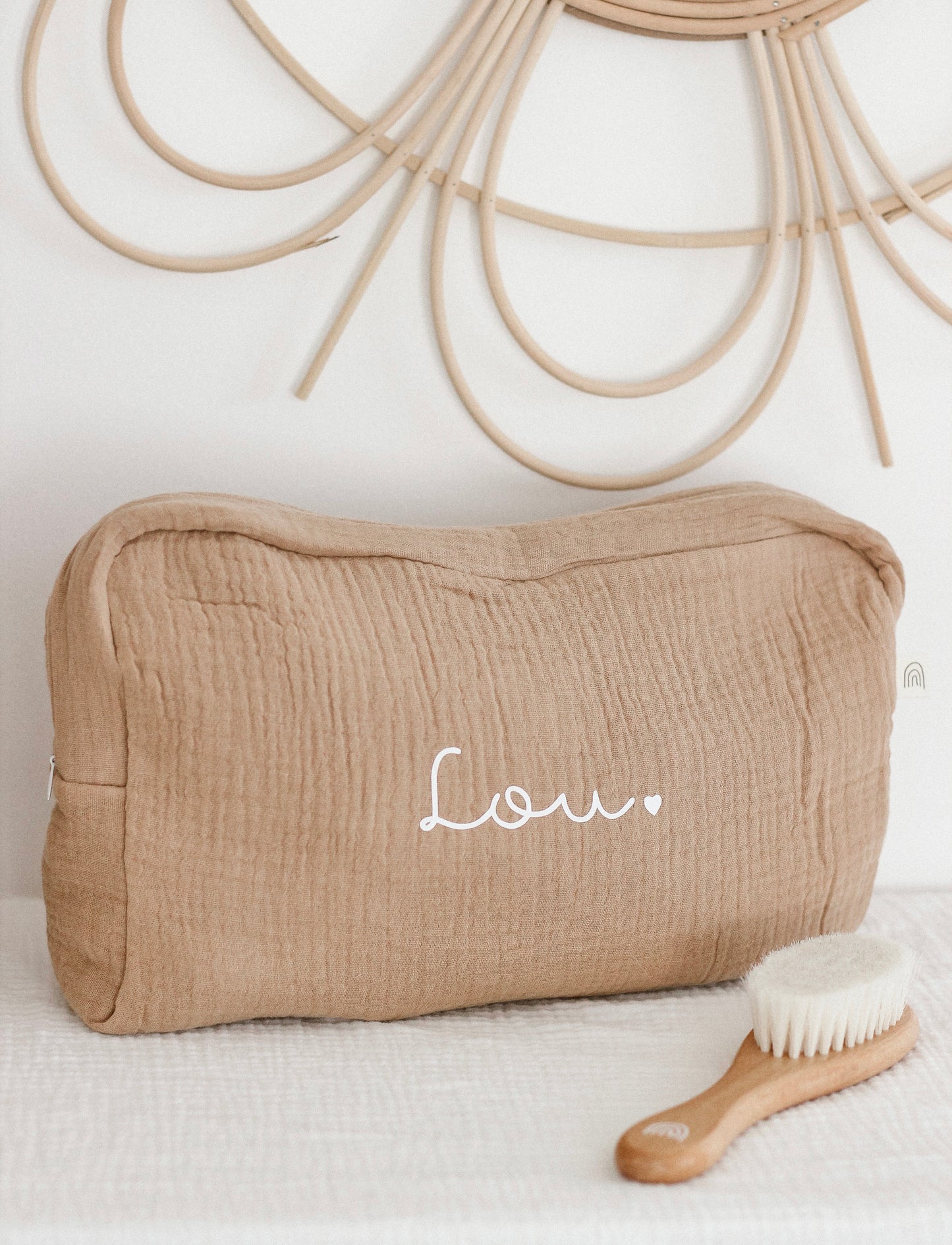 Grande trousse de toilette en gaze de coton - Camel