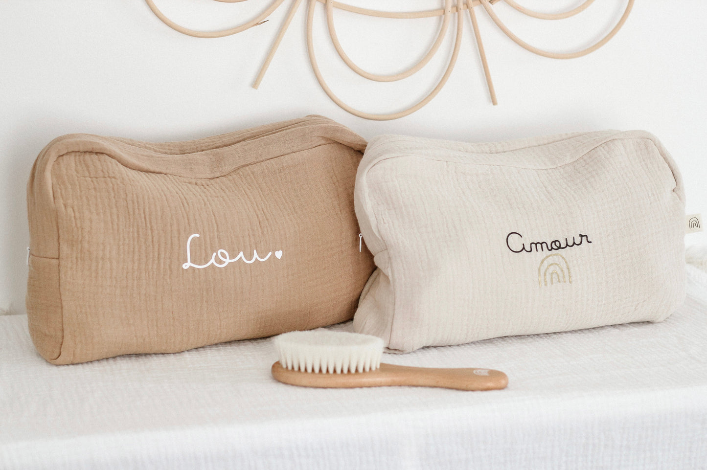 Trousse de toilette en gaze de coton - Beige