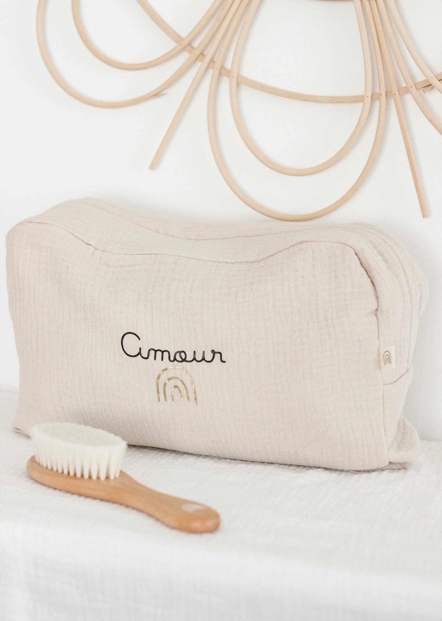 Trousse de toilette en gaze de coton - Beige