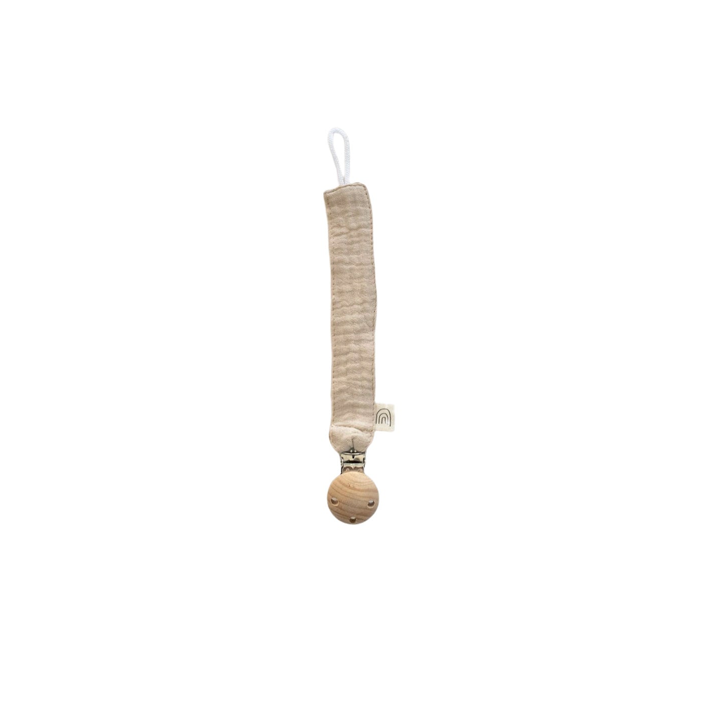 Attache tétine en gaze de coton - Beige