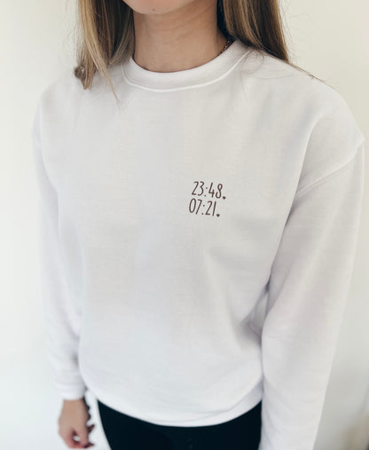 Sweat Femme + Heure de naissance de l'enfant